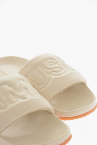 Calfskin Slides with Ton-sur-ton Logoed Embroidery