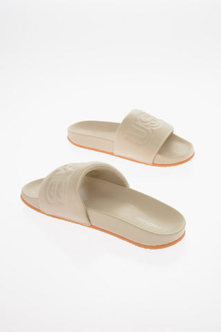 Calfskin Slides with Ton-sur-ton Logoed Embroidery