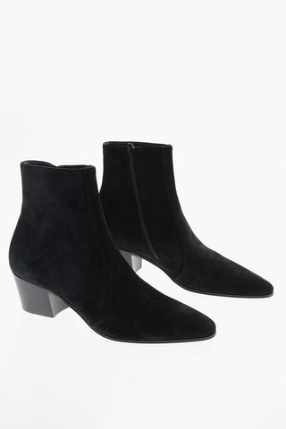 Pointed VASSILI Suede Leather Booties 5cm Heel
