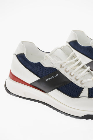 Sneakers In Pelle E Tela Con Suola In Gomma