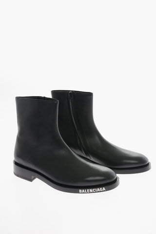 Logoed Soles Leather Ankle Boots