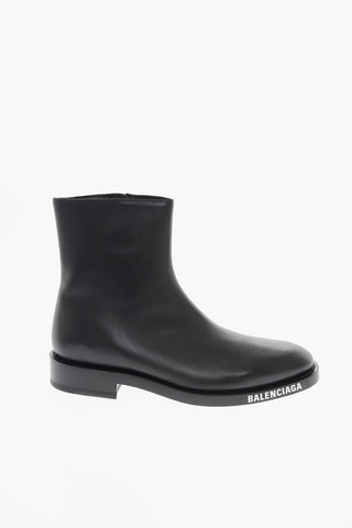 Logoed Soles Leather Ankle Boots