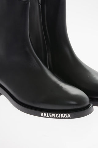 Logoed Soles Leather Ankle Boots