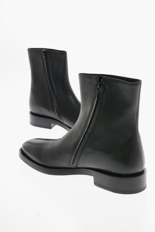 Logoed Soles Leather Ankle Boots