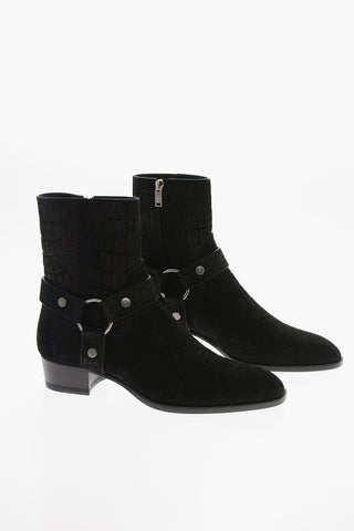 Pointed KENYA Crocodile Printed Leather Boots