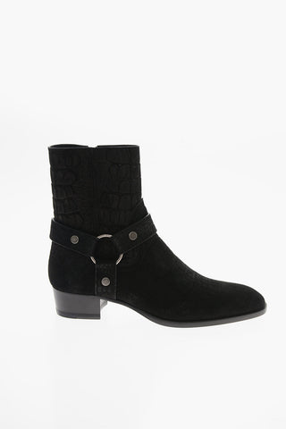 Pointed KENYA Crocodile Printed Leather Boots