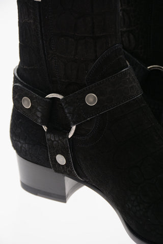 Pointed KENYA Crocodile Printed Leather Boots