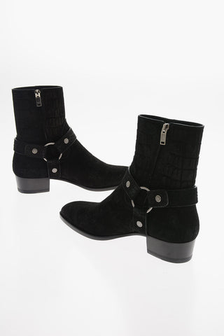 Pointed KENYA Crocodile Printed Leather Boots