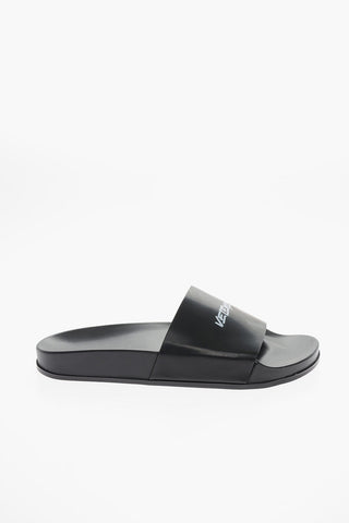 Printed Logo Leather Slides
