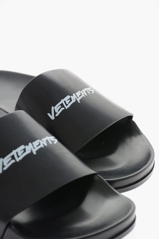 Printed Logo Leather Slides