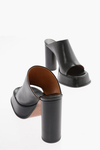 Smooth Calfskin Mules with Block Heel 11cm