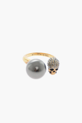 Brass PEARL SKULL Ring
