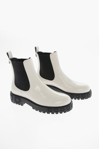 Patent Leather VARSI Ankle Boots with Fabric Side Panels