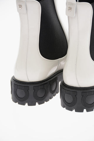 Patent Leather VARSI Ankle Boots with Fabric Side Panels