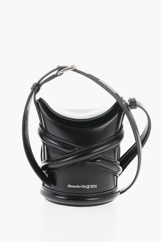 Leather THE CURVE Crossbody Mini Bag with Logo