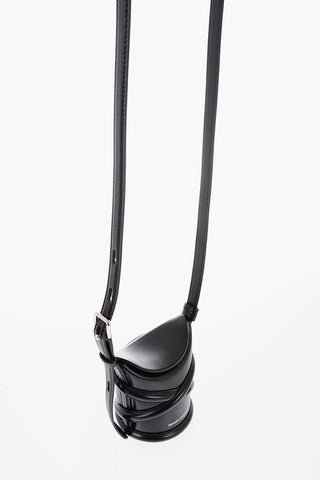 Leather THE CURVE Crossbody Mini Bag with Logo