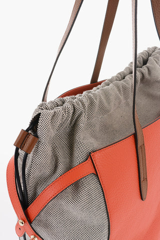 Canvas NET Tote Bag with Grained-leather Detailing