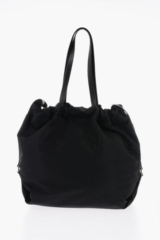 Leather-detailed THE BUNDLE Tote Bag with GRAFFITI Logo Print