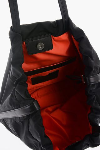 Leather-detailed THE BUNDLE Tote Bag with GRAFFITI Logo Print