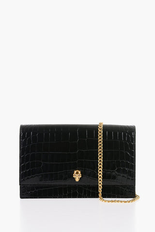 Croco-effect Leather SKULL MEDIUM Shoulder Bag