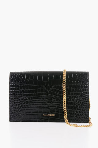 Croco-effect Leather SKULL MEDIUM Shoulder Bag