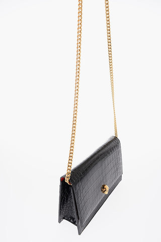 Croco-effect Leather SKULL MEDIUM Shoulder Bag