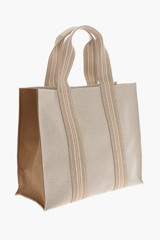 Linen-blend Canvas THE SUITCASE STRIPE Tote Bag