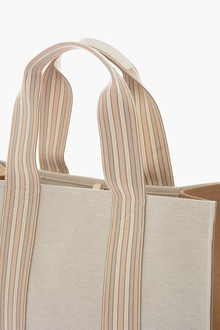 Linen-blend Canvas THE SUITCASE STRIPE Tote Bag