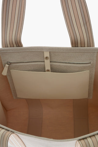 Borsa Tote THE SUITCASE STRIPE in Canvas di Misto Lino