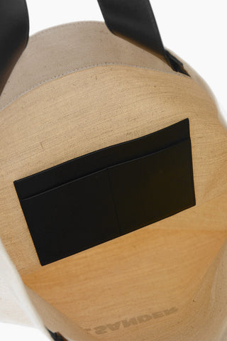 Borsa Tote in Canvas con Doppio Manico in Pelle
