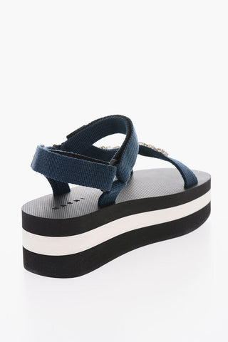Precious Gem Fabric Platform Sandals