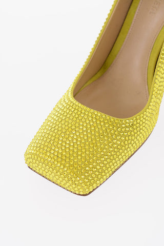 All-Over Rhinestones BALLET Suede Pumps 10cm