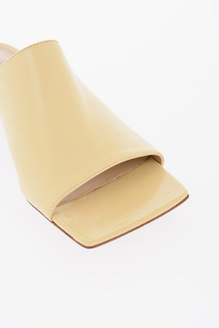 Squared Toe Leather Open Toe Mules 4cm