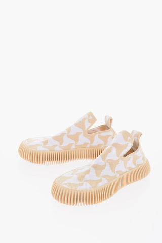 Sneakers Slip On in Tessuto Stretch con Motivo Geometrico