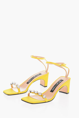Rhinestone Satin Sandals 7cm