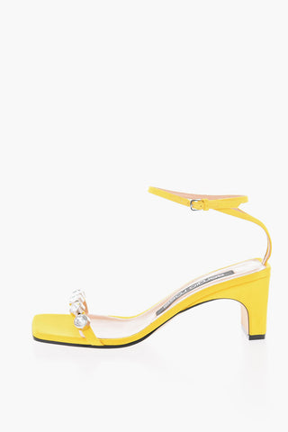 Rhinestone Satin Sandals 7cm