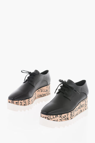 Scarpe Derby ELYSE in Pelle con Zeppa in Legno 8cm