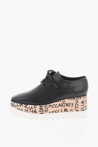 Scarpe Derby ELYSE in Pelle con Zeppa in Legno 8cm