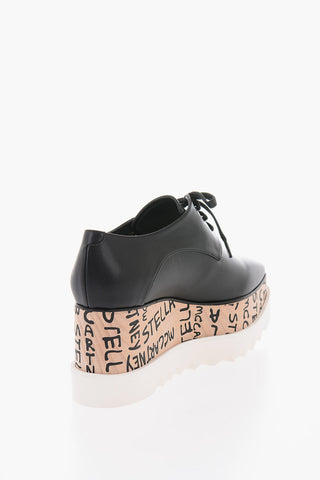Scarpe Derby ELYSE in Pelle con Zeppa in Legno 8cm