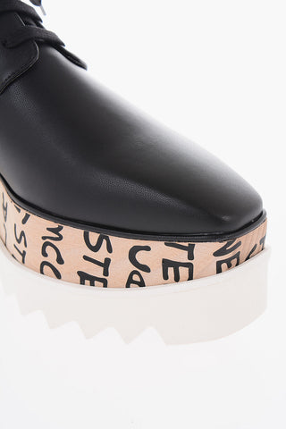 Scarpe Derby ELYSE in Pelle con Zeppa in Legno 8cm