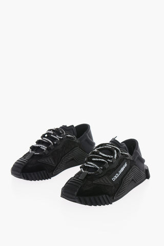 Lace and Suede Detail Low Sneakers