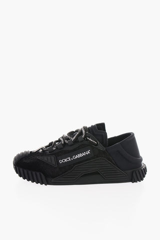 Lace and Suede Detail Low Sneakers