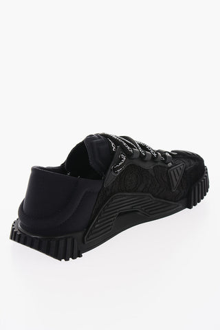 Lace and Suede Detail Low Sneakers