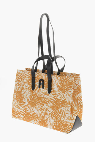 Floral-printed KENZIA Tote Bag with Leather Detailing