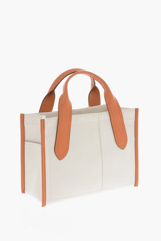 Canvas SMALL BABUSHKA Tote Bag with Leather Trimmings