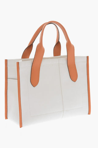 Canvas MEDIUML BABUSHKA Tote Bag with Leather Trimmings