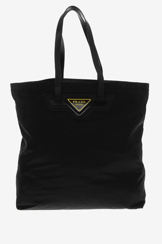 Borsa Tote in Re-nylon con Logo a Contrasto