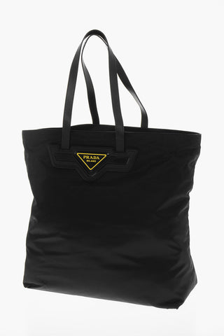 Borsa Tote in Re-nylon con Logo a Contrasto