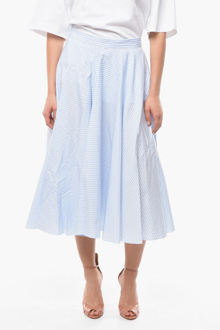 COLLECTION Pinstripe Cotton Midi Skirt