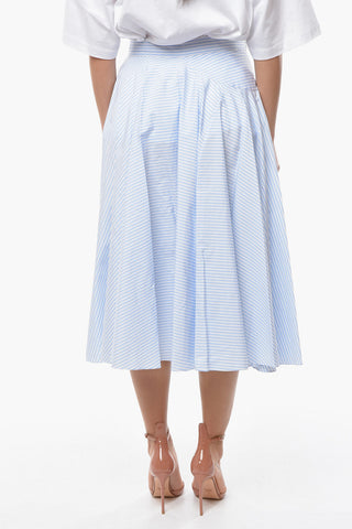 COLLECTION Pinstripe Cotton Midi Skirt